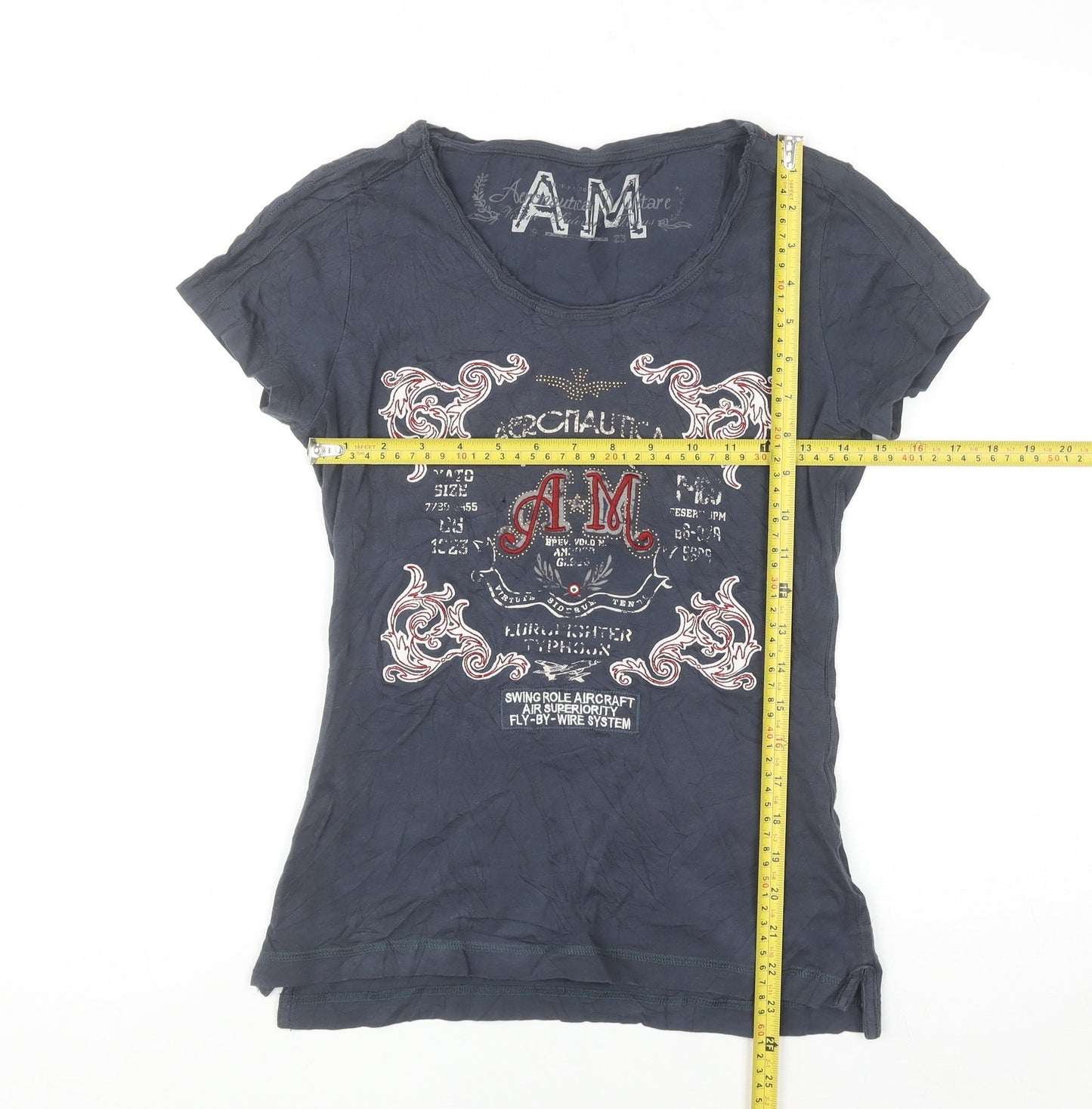 Aeronautica Militare Women's Blue Slim Fit Cotton T-Shirt Size S