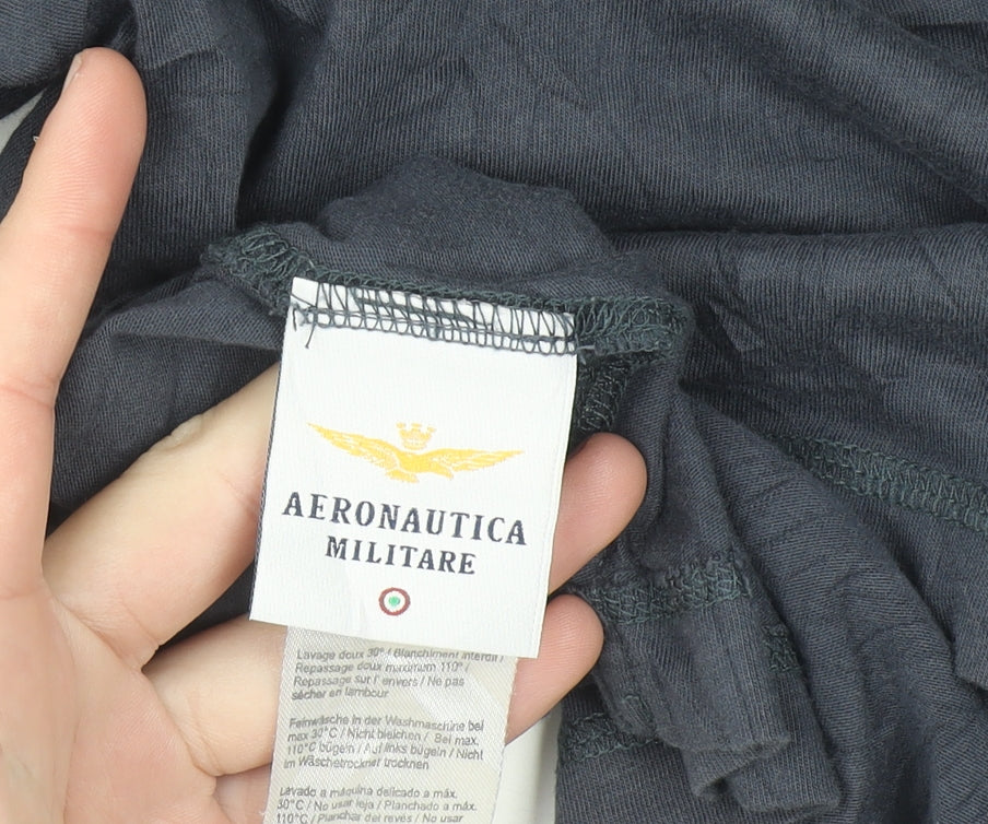 Aeronautica Militare Women's Blue Slim Fit Cotton T-Shirt Size S