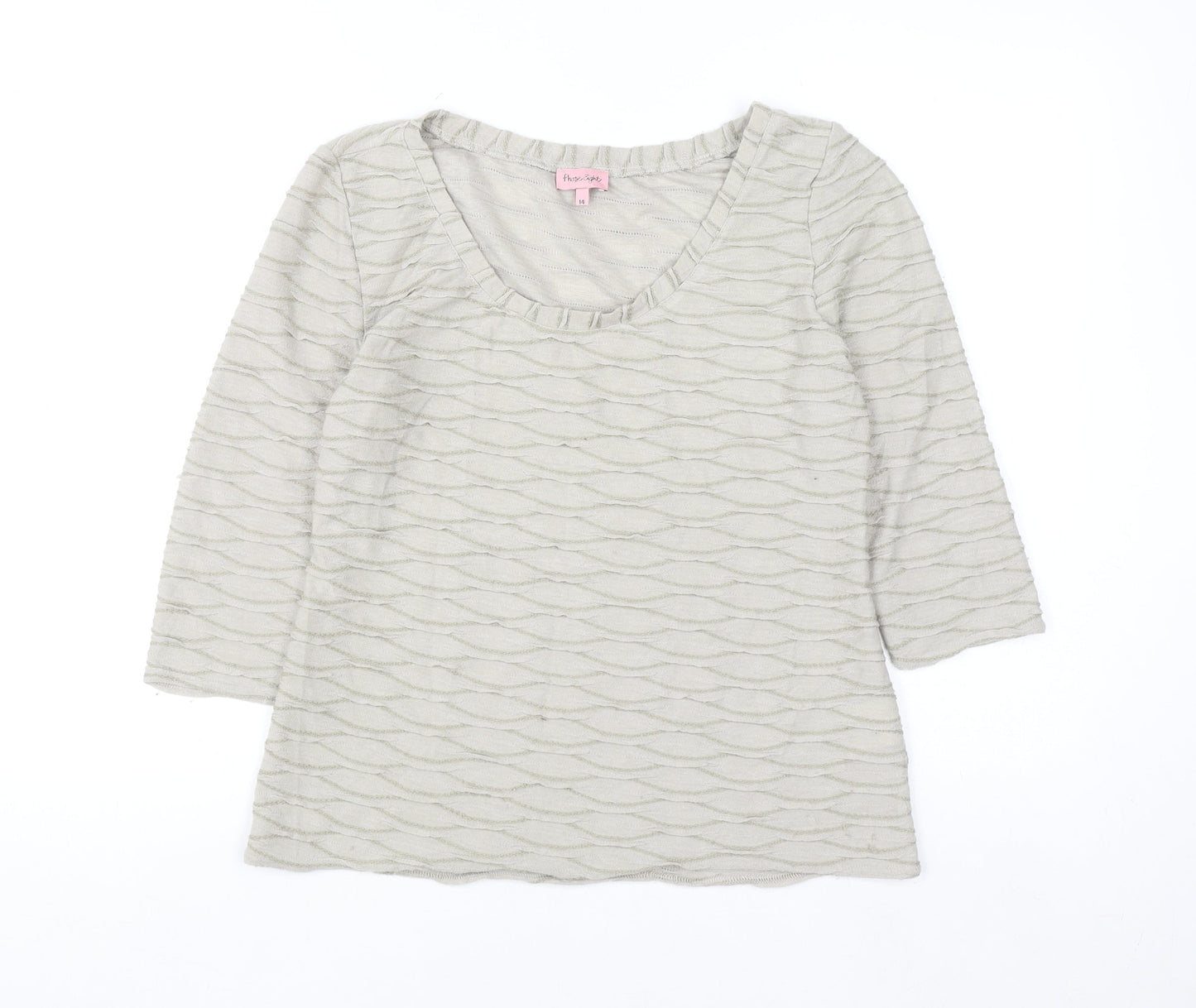 Phase Eight Women’s Beige 3/4 Sleeve Scoop Neck Blouse Size 14