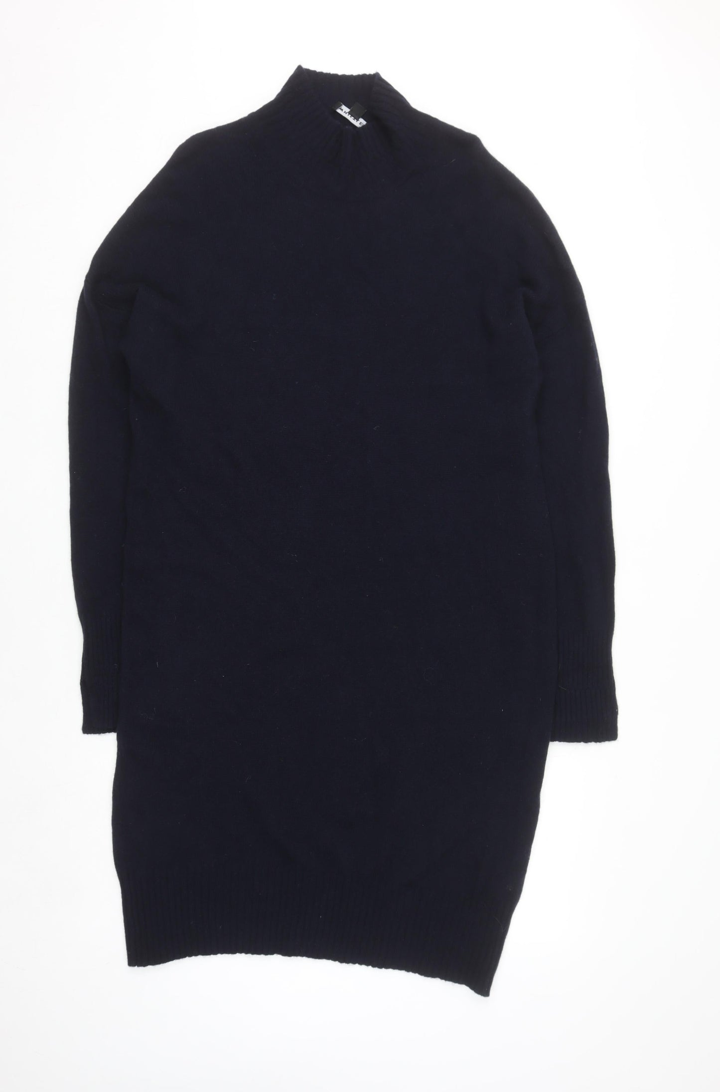 Whistles Womens Black Wool Mock Neck Long Sleeve Jumper Dress M