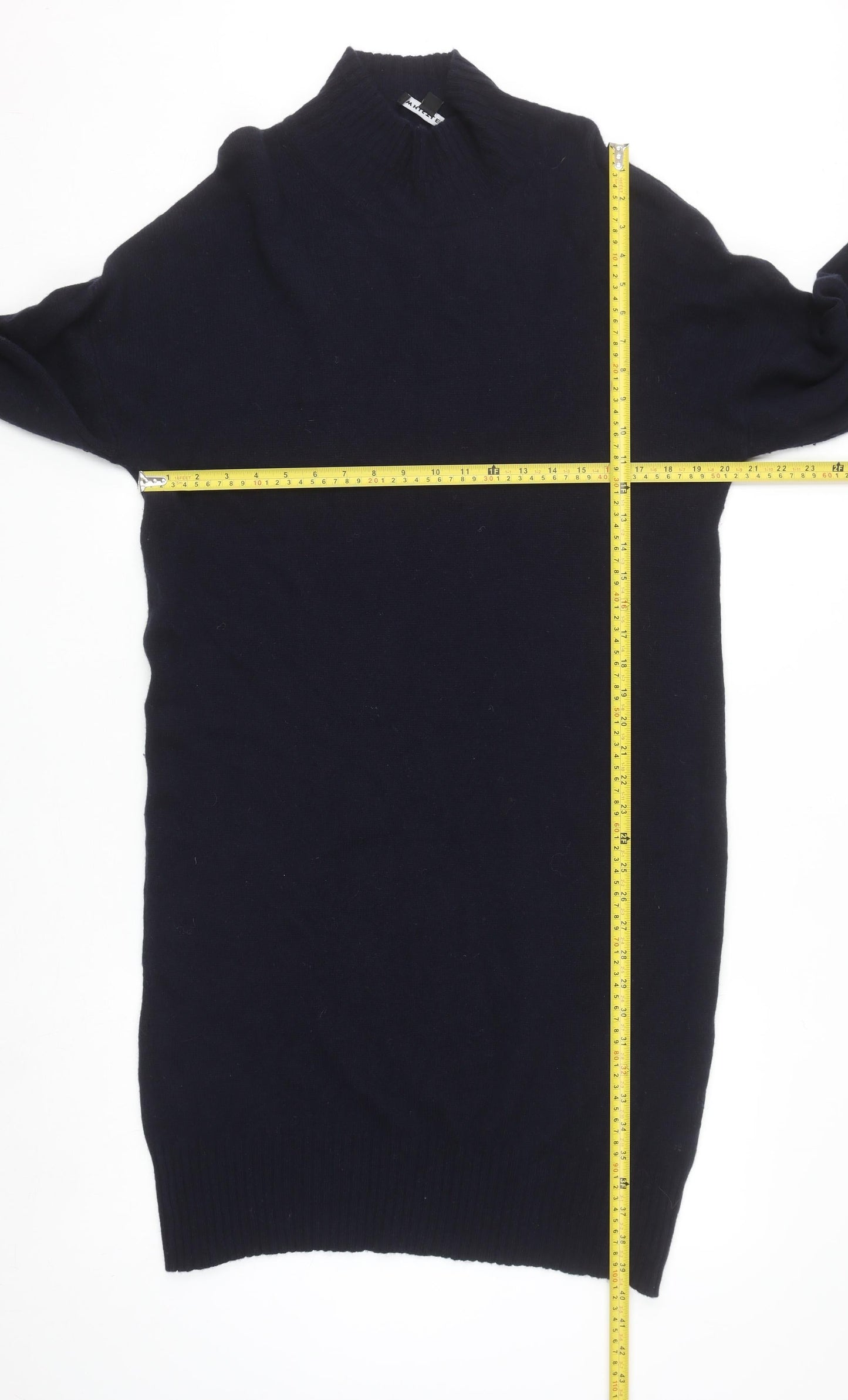 Whistles Womens Black Wool Mock Neck Long Sleeve Jumper Dress M