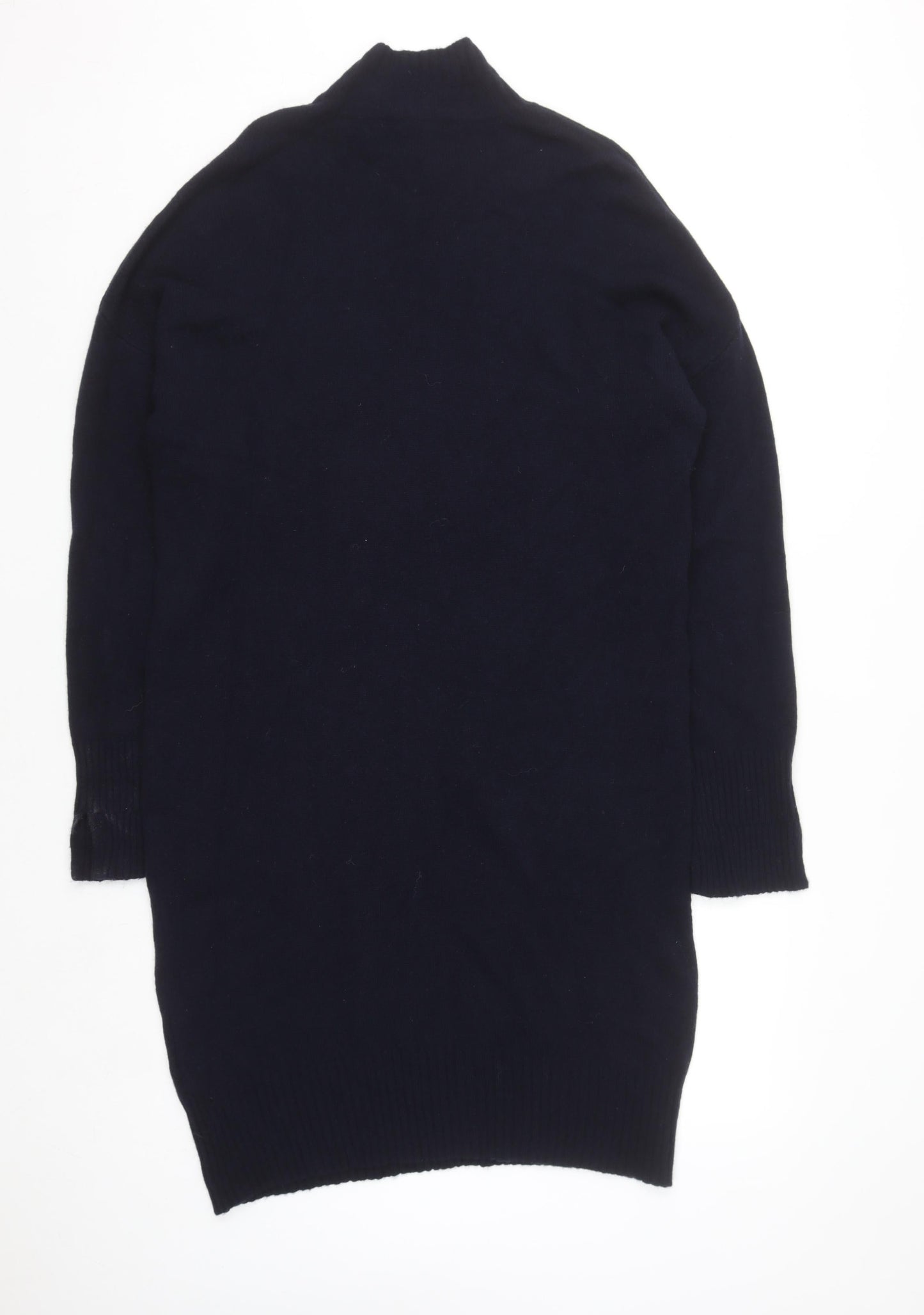 Whistles Womens Black Wool Mock Neck Long Sleeve Jumper Dress M