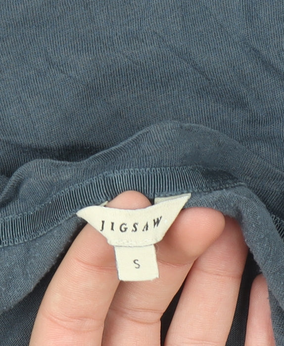 Jigsaw Women Blue Basic Modal Cotton Short Sleeve T-Shirt Size S
