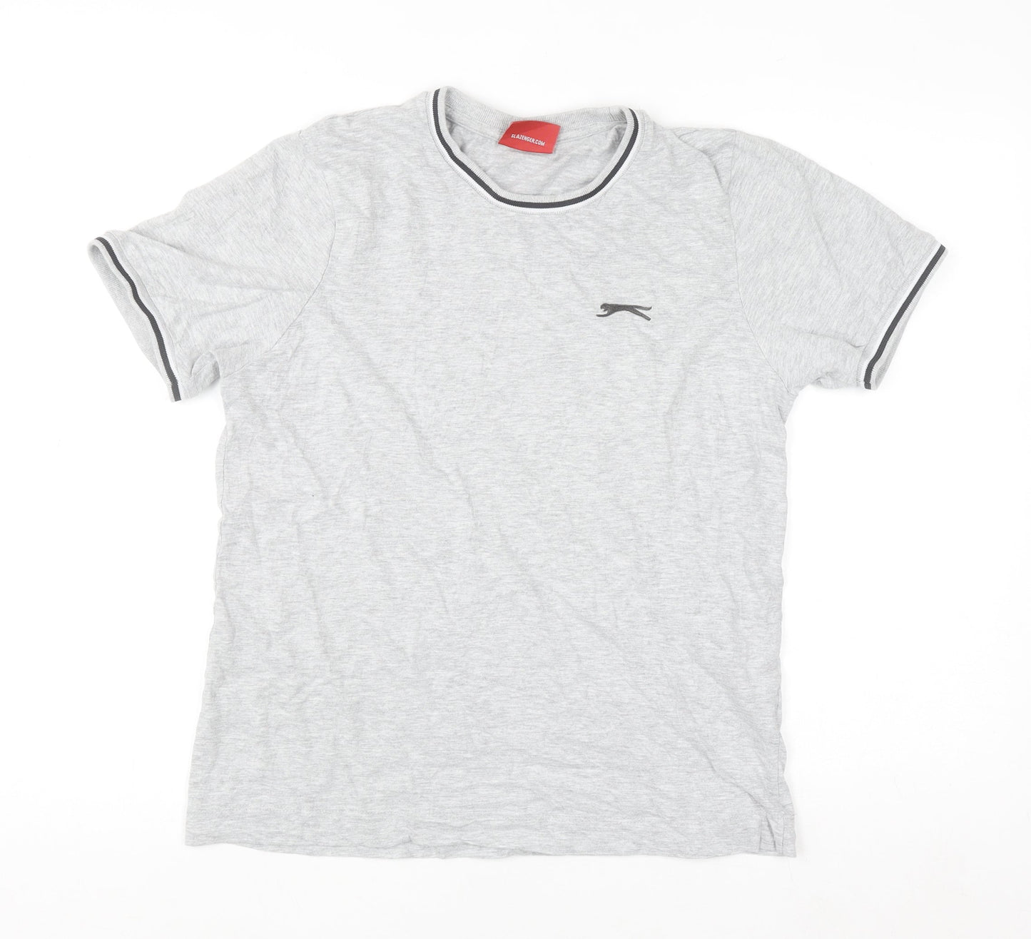 Slazenger Men's Grey Small Crew Neck Short Sleeve Cotton T-Shirt