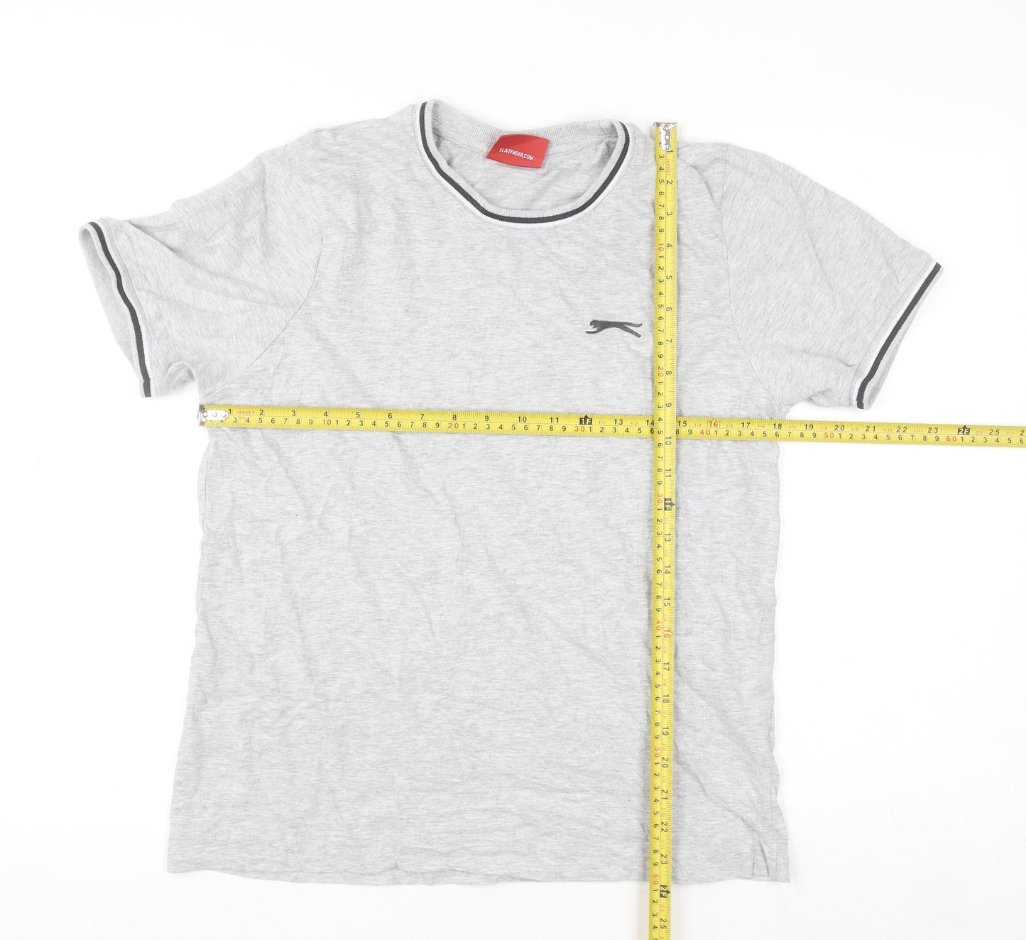 Slazenger Men's Grey Small Crew Neck Short Sleeve Cotton T-Shirt