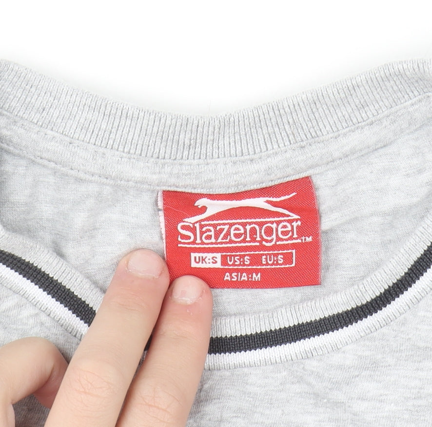 Slazenger Men's Grey Small Crew Neck Short Sleeve Cotton T-Shirt