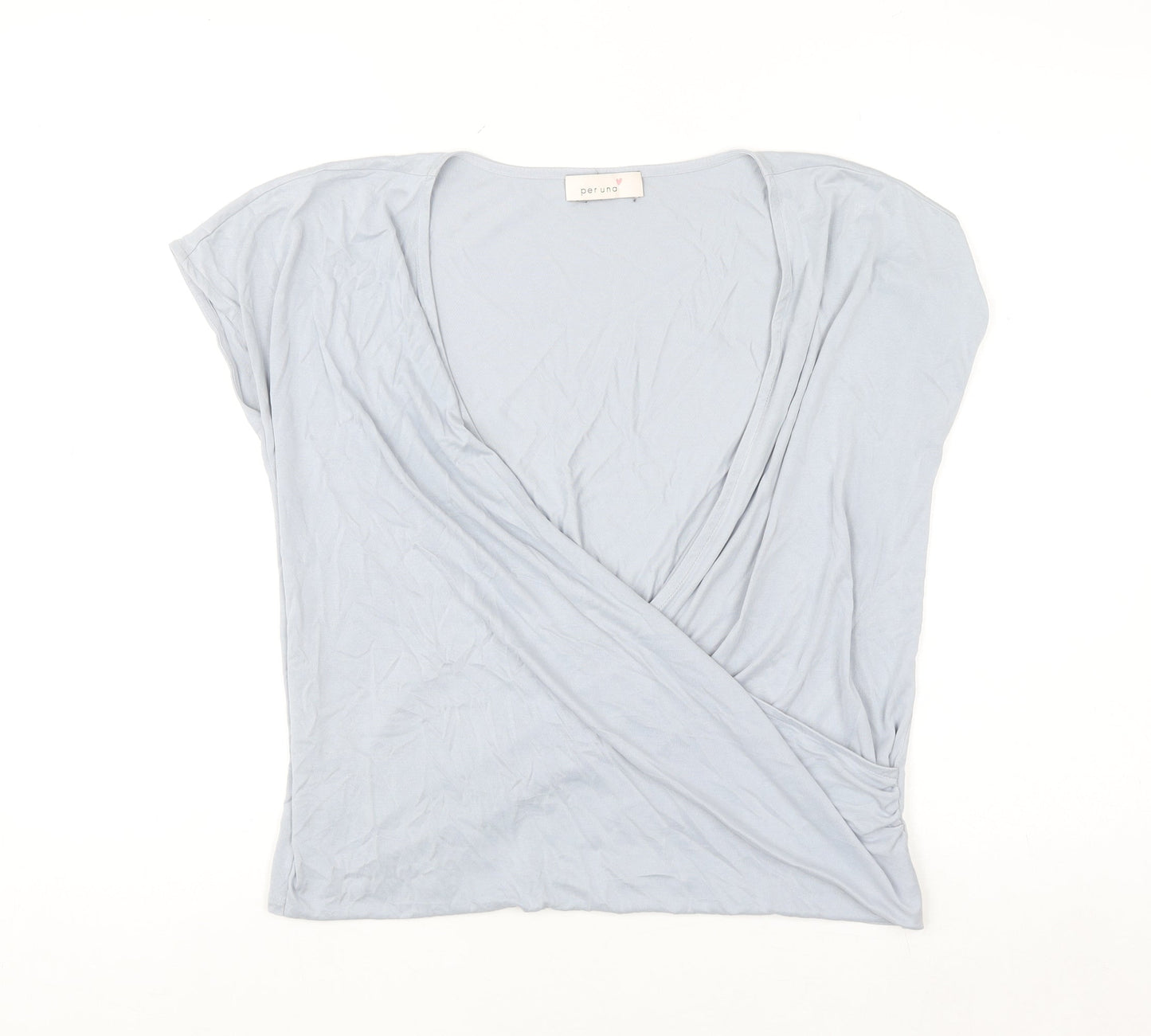 Marks and Spencer Per Una Women's Blue Wrap Jersey Blouse Size 12