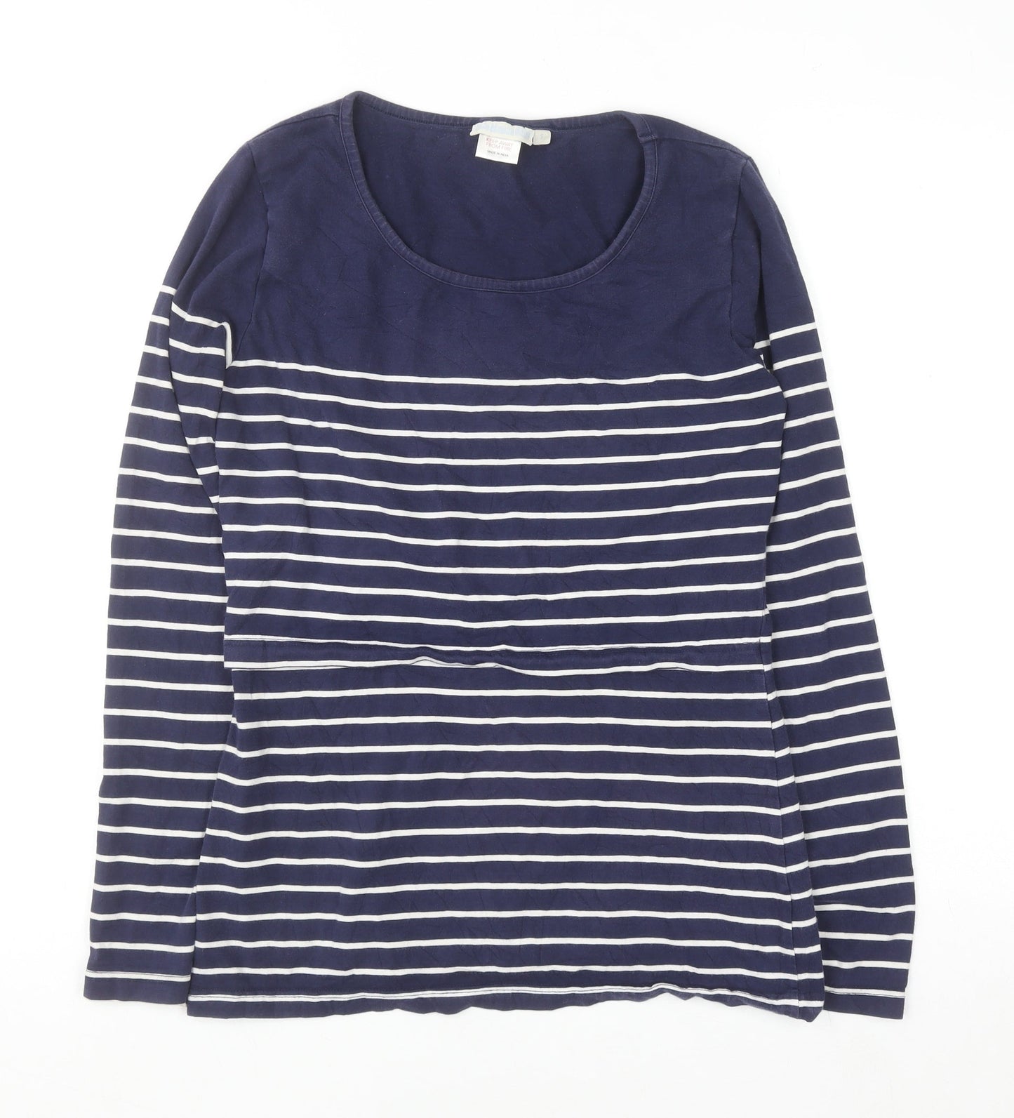JoJo Maman Bébé Women's Blue Striped Long Sleeve Maternity T-Shirt S