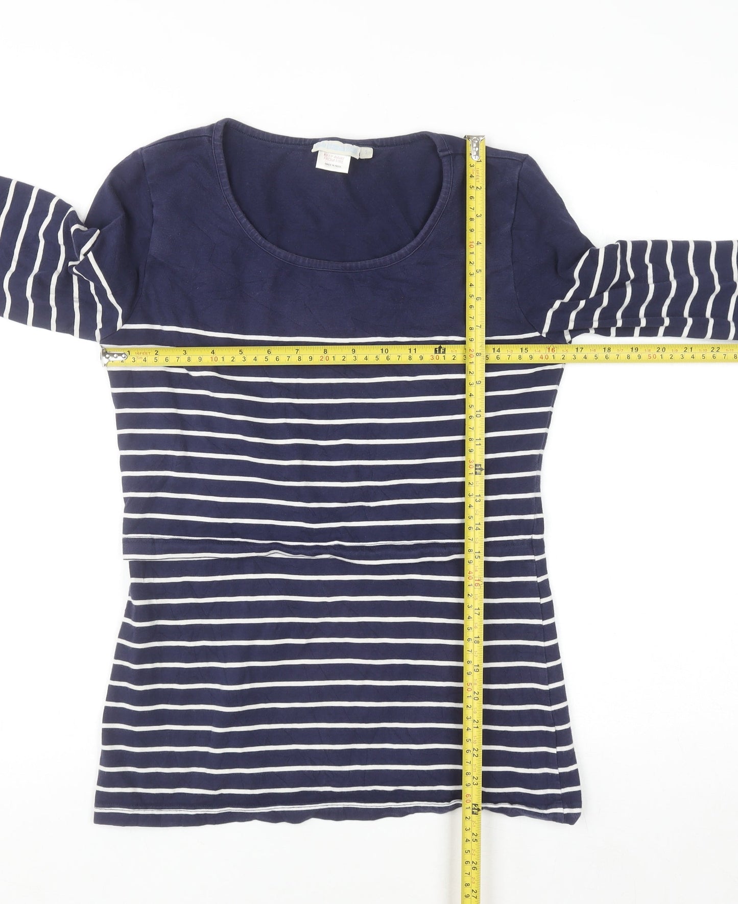 JoJo Maman Bébé Women's Blue Striped Long Sleeve Maternity T-Shirt S