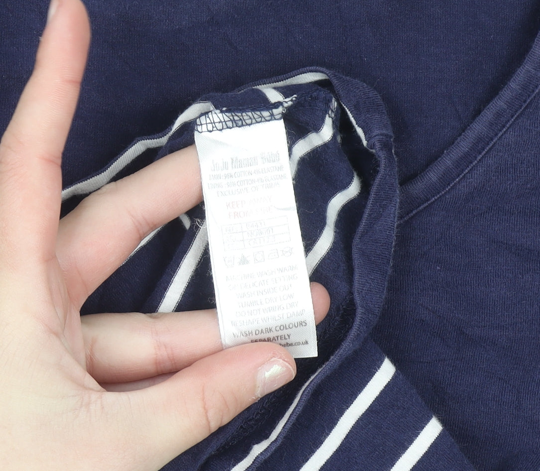 JoJo Maman Bébé Women's Blue Striped Long Sleeve Maternity T-Shirt S