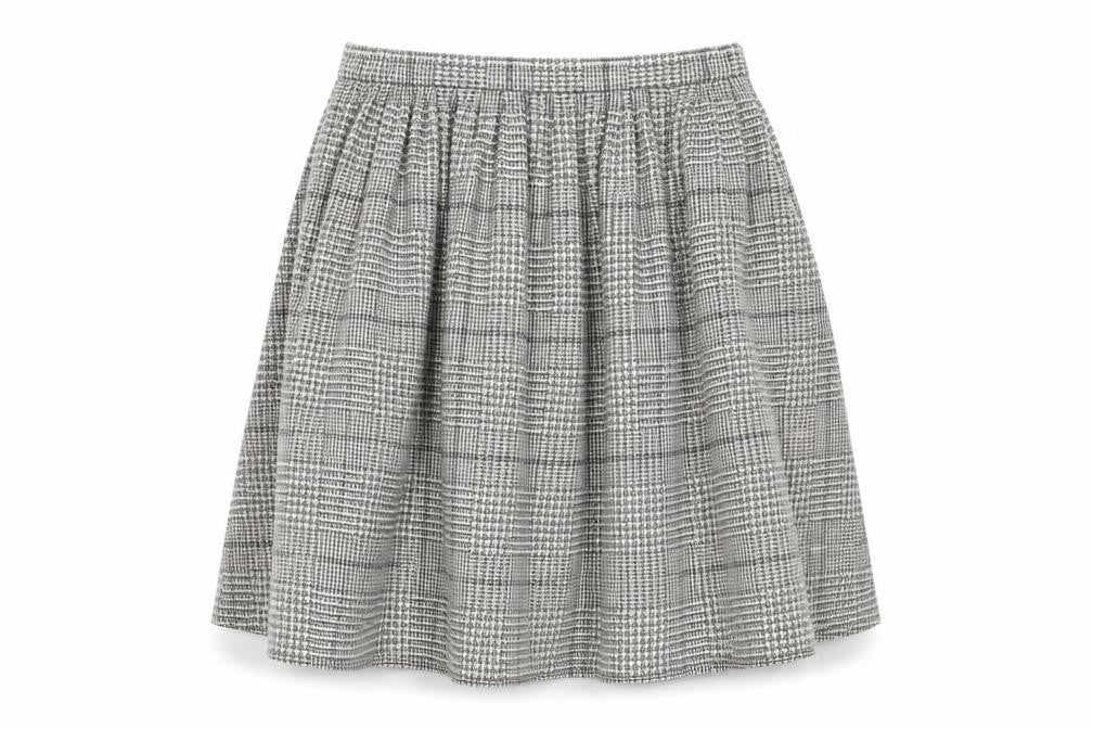 Front view of Cotswold Collections Women’s Grey Tweed Wool A-Line Skirt, size UK 16