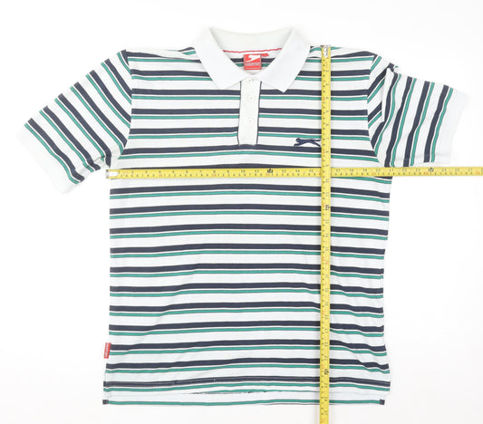 Slazenger Men’s Multicoloured Striped Polo Shirt M Regular Fit