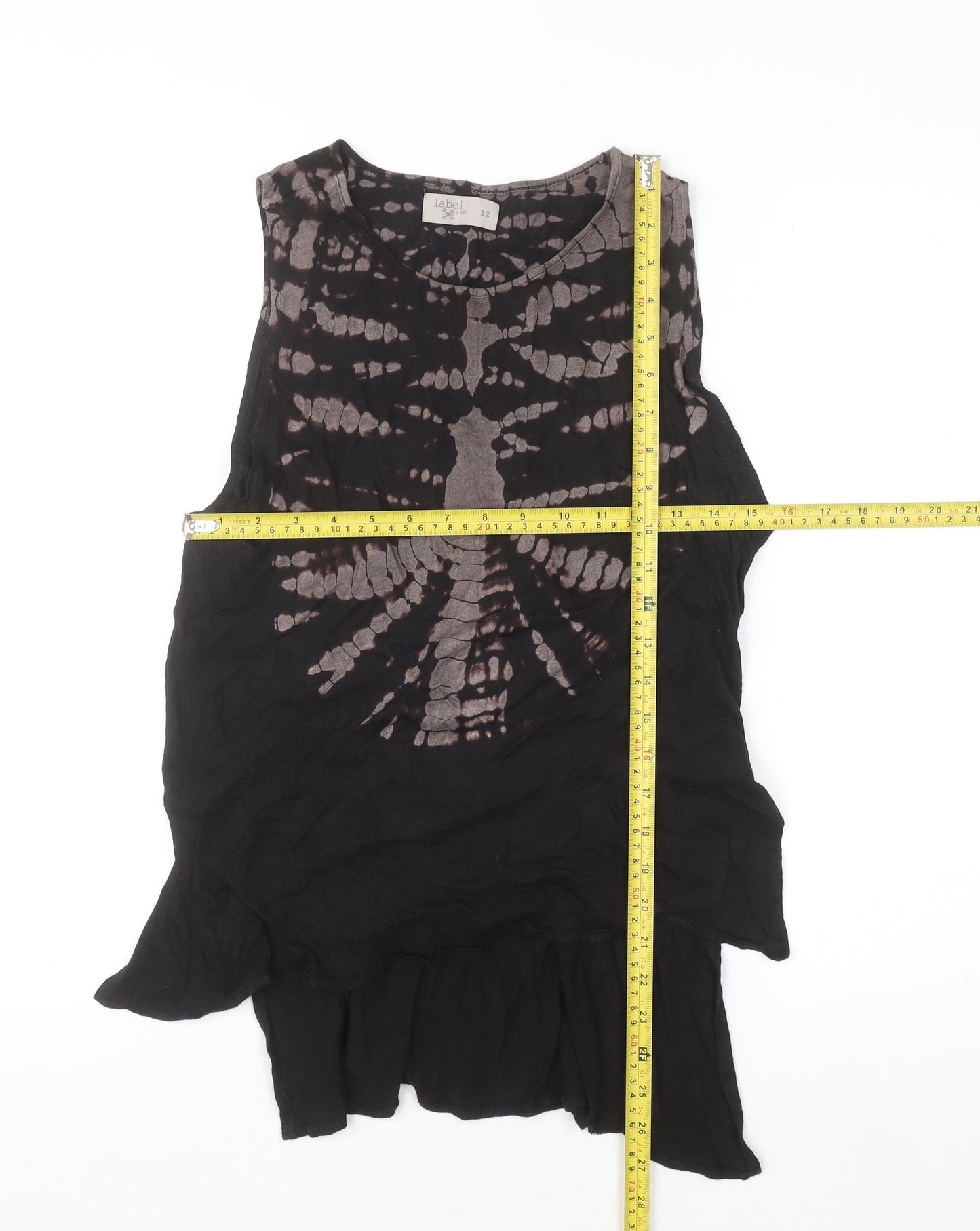 Label Lab Womens Black Tie Dye Sleeveless Camisole Top Size 12