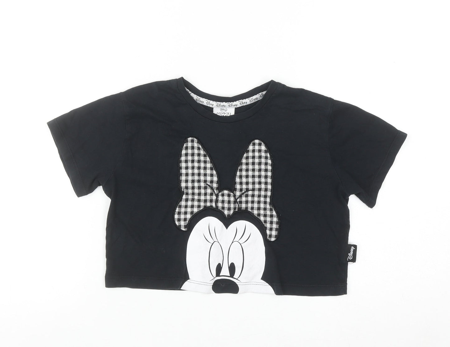 George Girls Black Minnie Mouse Cropped T-Shirt 6-7 Years