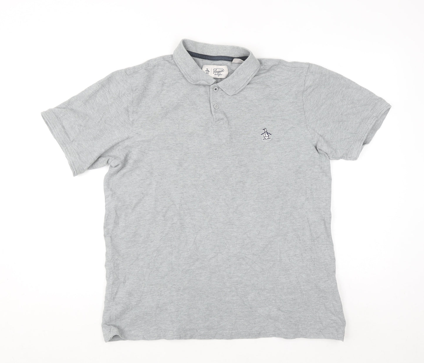Original Penguin Men's Grey Cotton Polo Shirt Size L