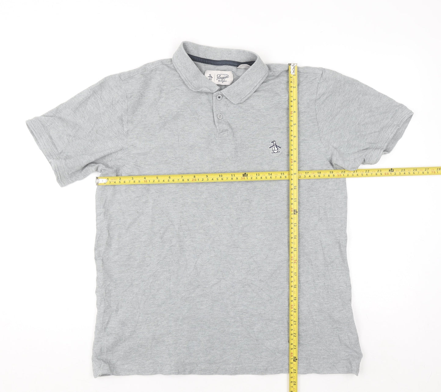 Original Penguin Men's Grey Cotton Polo Shirt Size L