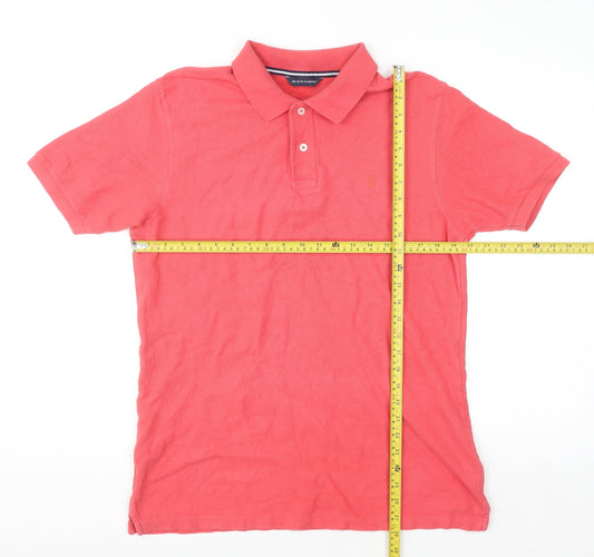 Marks and Spencer Blue Harbour Men’s Red Cotton Polo Shirt Medium