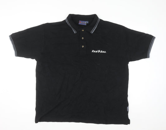 McForsum Men’s Black Cotton Polo Shirt L Logo Workwear