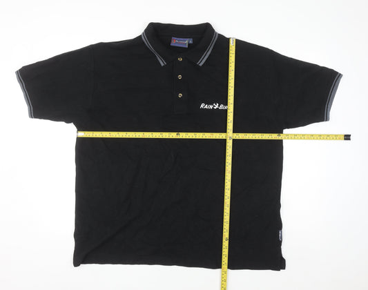 McForsum Men’s Black Cotton Polo Shirt L Logo Workwear