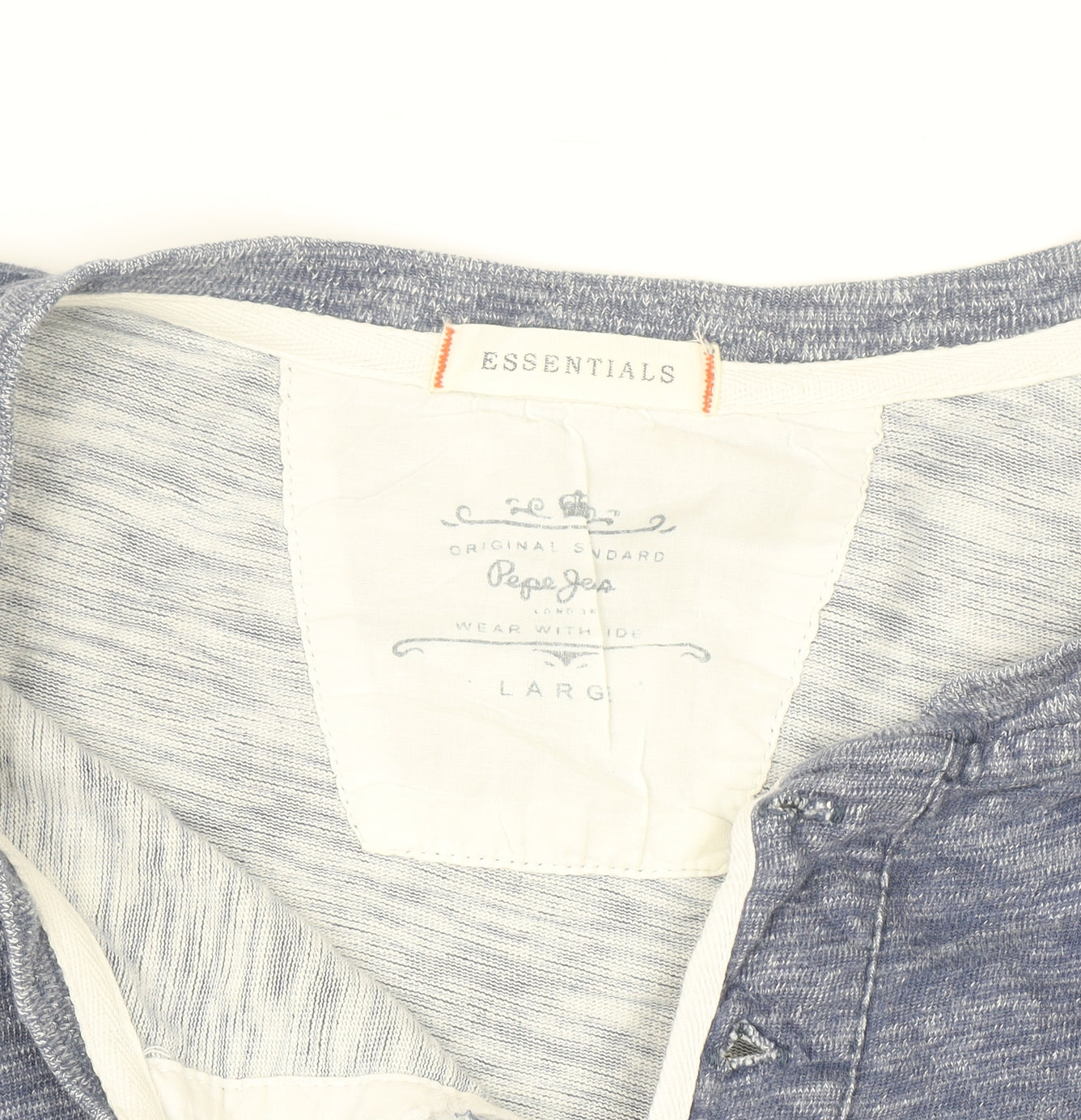 Pepe Jeans Men’s Blue Cotton Henley Long Sleeve Casual Top Size L