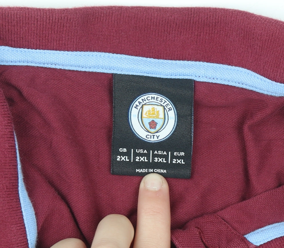 Manchester City Men’s Burgundy Polo Shirt 2XL Cotton Fanatics