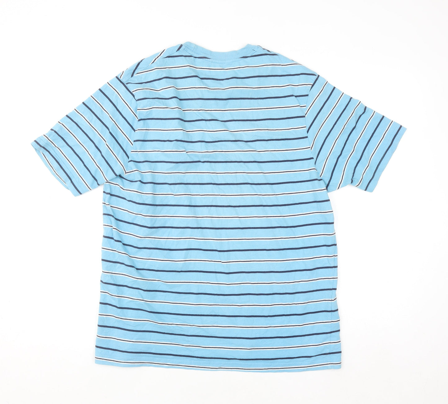 Marks and Spencer Blue Harbour Men's Blue Striped Cotton T-Shirt L