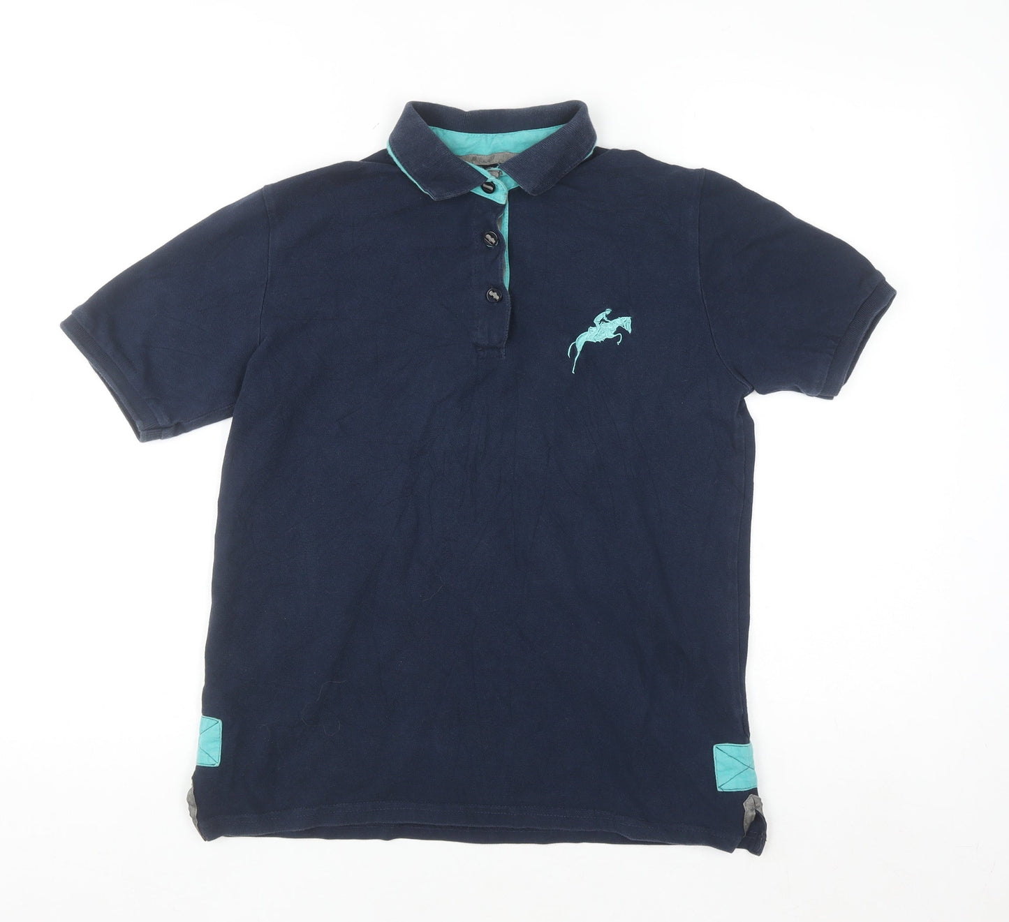 Harry Hall Women's Blue Cotton Polo Shirt Size 10 Short Sleeve