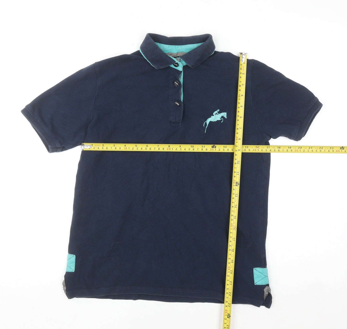 Harry Hall Women's Blue Cotton Polo Shirt Size 10 Short Sleeve