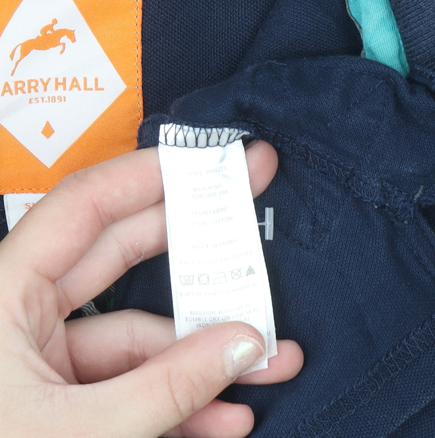 Harry Hall Women's Blue Cotton Polo Shirt Size 10 Short Sleeve