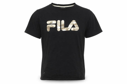 Fila Men's Black Camouflage Logo Cotton Short Sleeve T-Shirt Size S