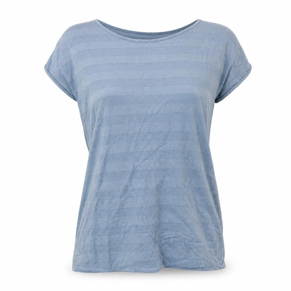 Marks & Spencer Per Una Women's Blue Striped Short Sleeve Viscose Tee Size 14
