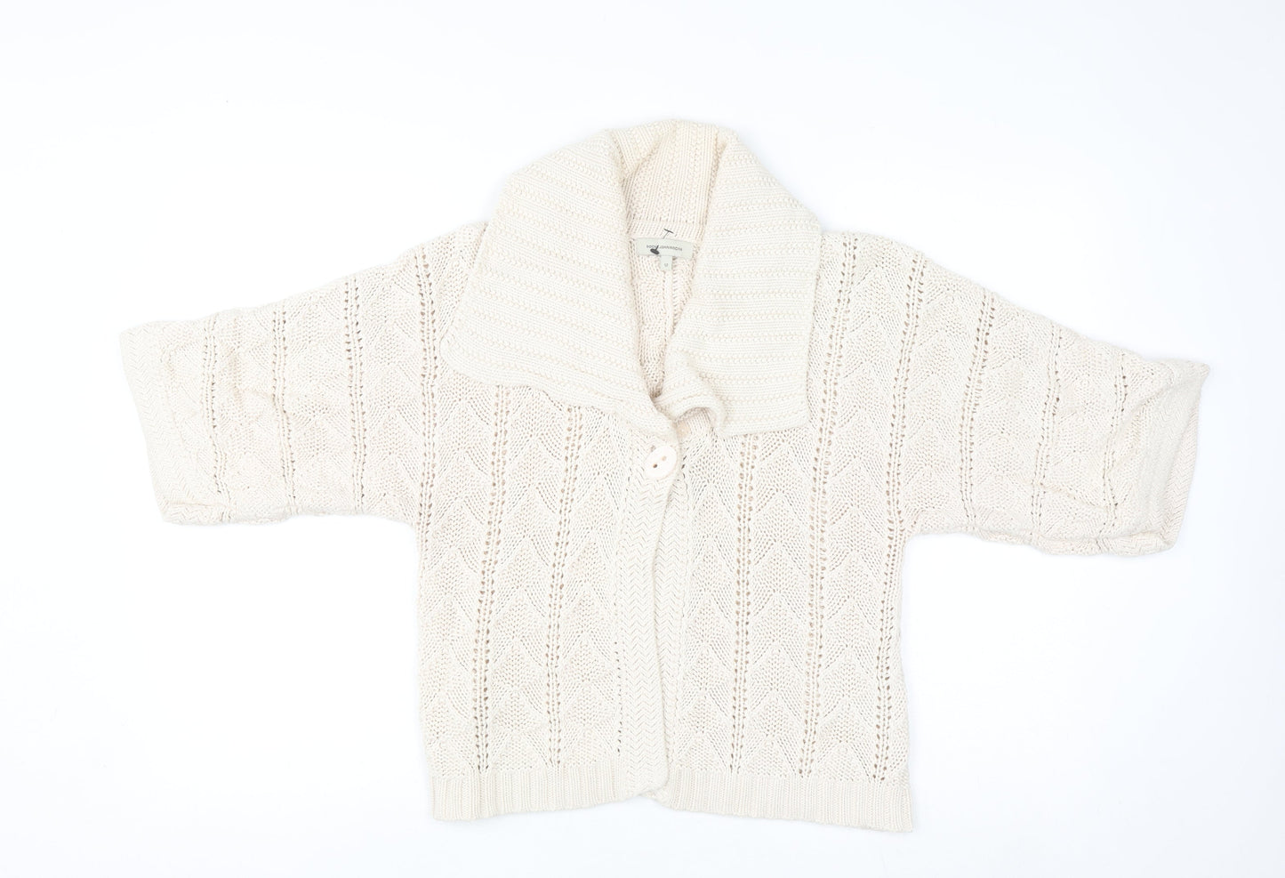 Roch John Rocha Women Ivory Size 12 Knit Short Sleeve Cardigan