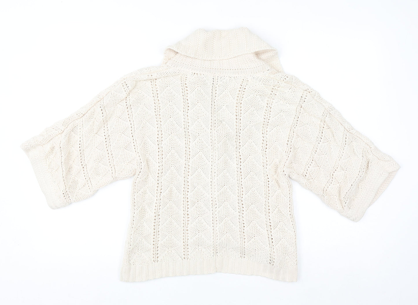 Roch John Rocha Women Ivory Size 12 Knit Short Sleeve Cardigan