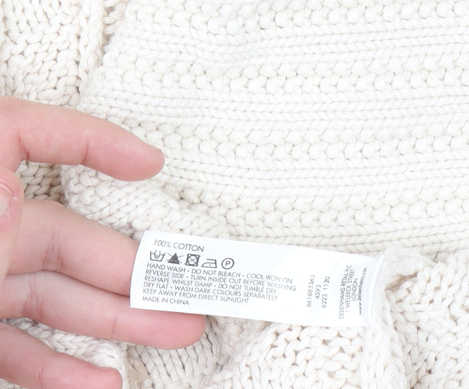 Roch John Rocha Women Ivory Size 12 Knit Short Sleeve Cardigan