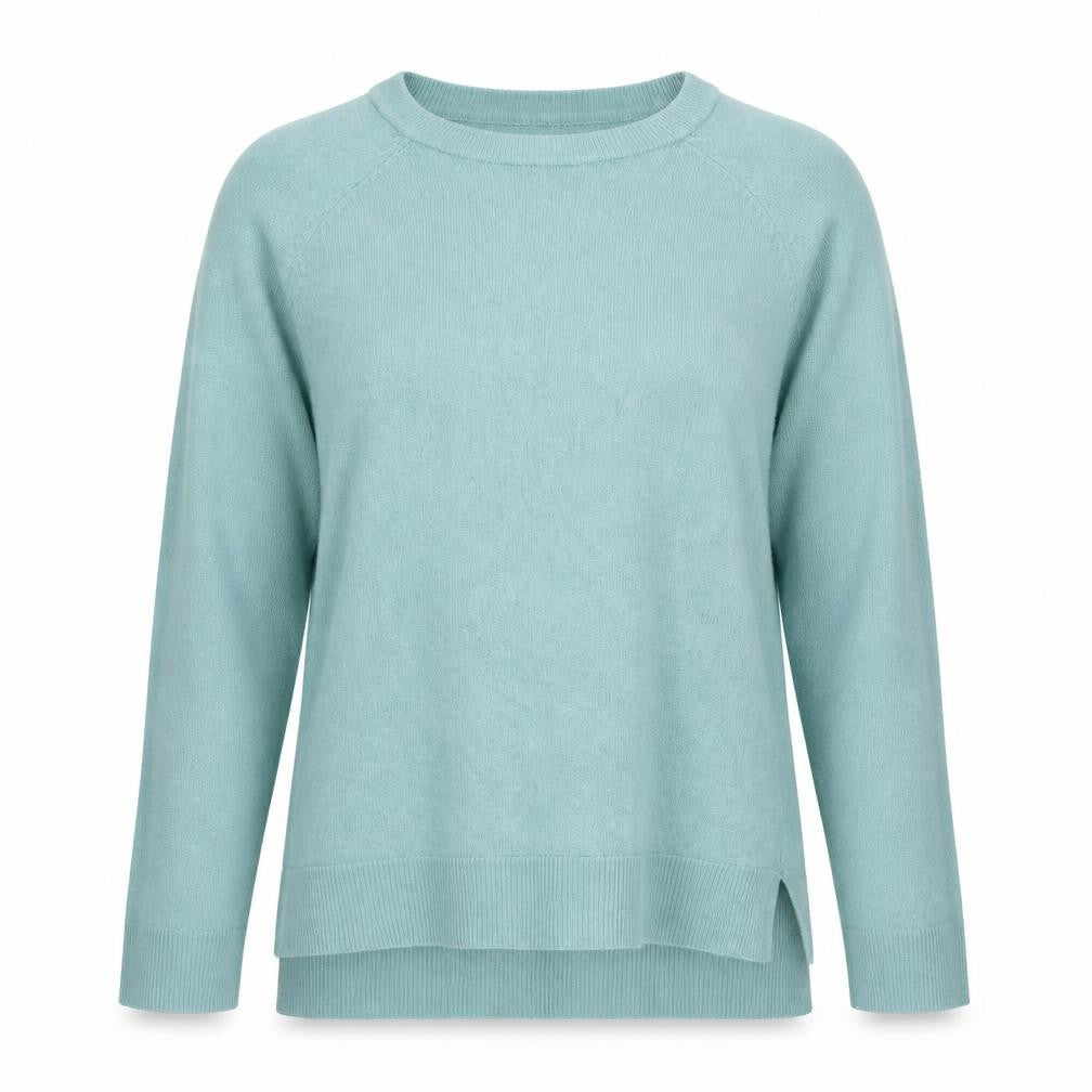 Front view of Roman Women Green Crew Neck Long Sleeve Acrylic jumper, size 10