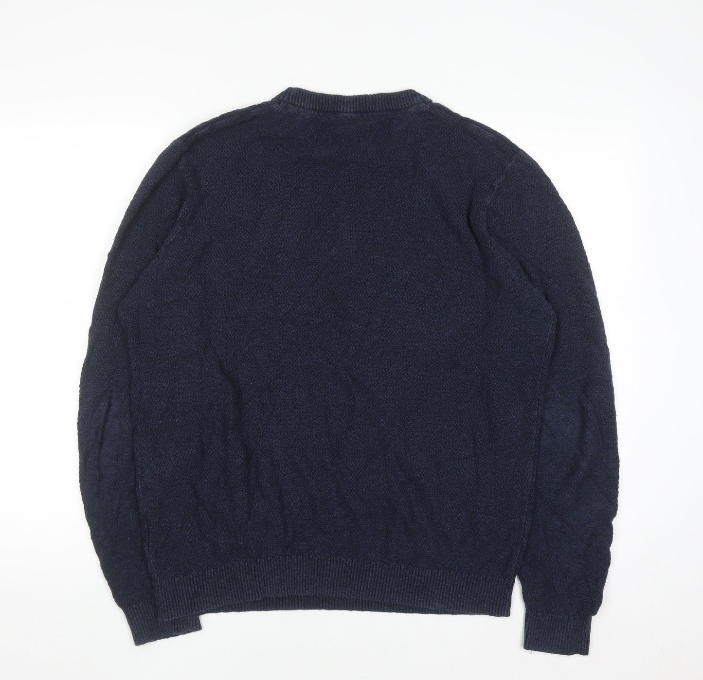 Jack & Jones Mens Blue XL Cotton Linen Crew Neck Jumper
