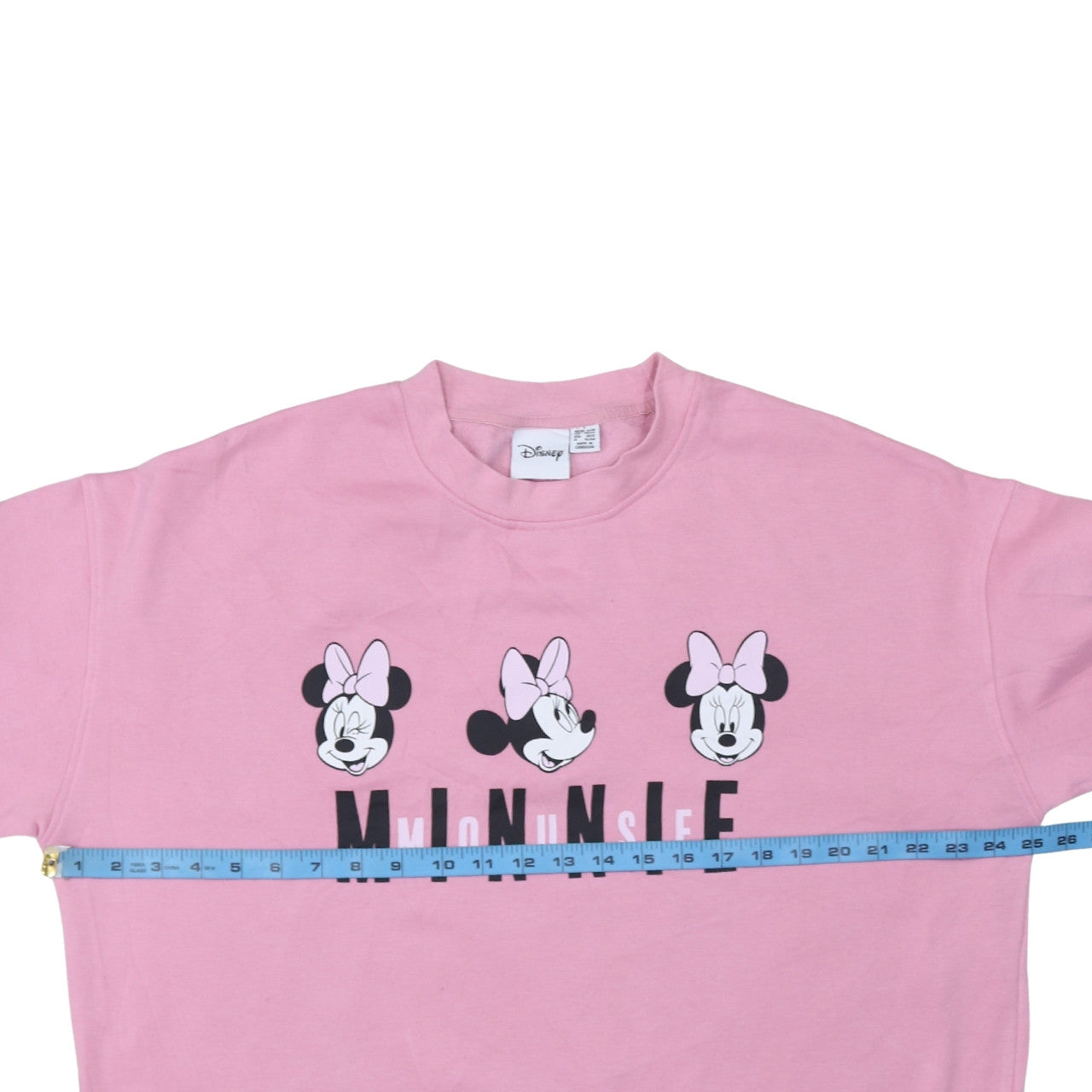 Disney Women Pink Minnie Mouse Sweatshirt Size L Pullover Crew Neck