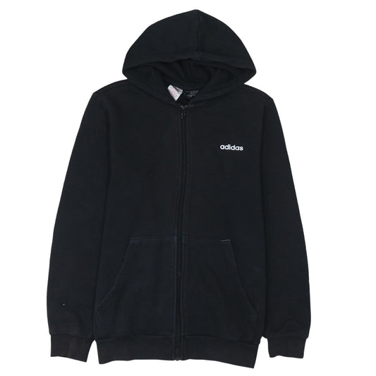 Adidas Teens Black Full Zip Hoodie XL Logo Sportswear