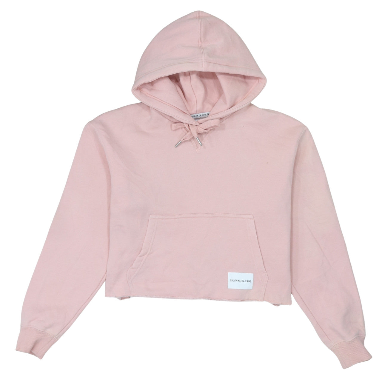 Calvin Klein Jeans Womens Pink XS Cropped Hoodie Cotton Blend