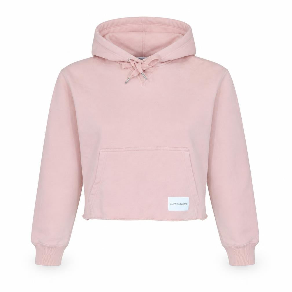 Calvin Klein Jeans Womens Pink XS Cropped Hoodie Cotton Blend