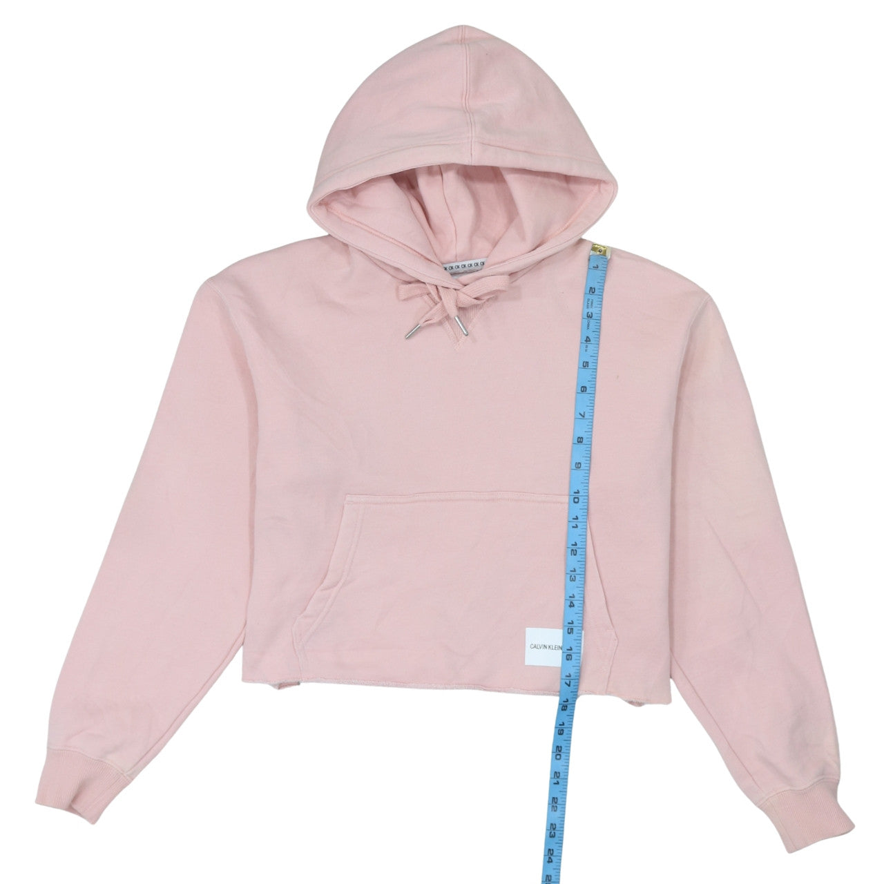 Calvin Klein Jeans Womens Pink XS Cropped Hoodie Cotton Blend