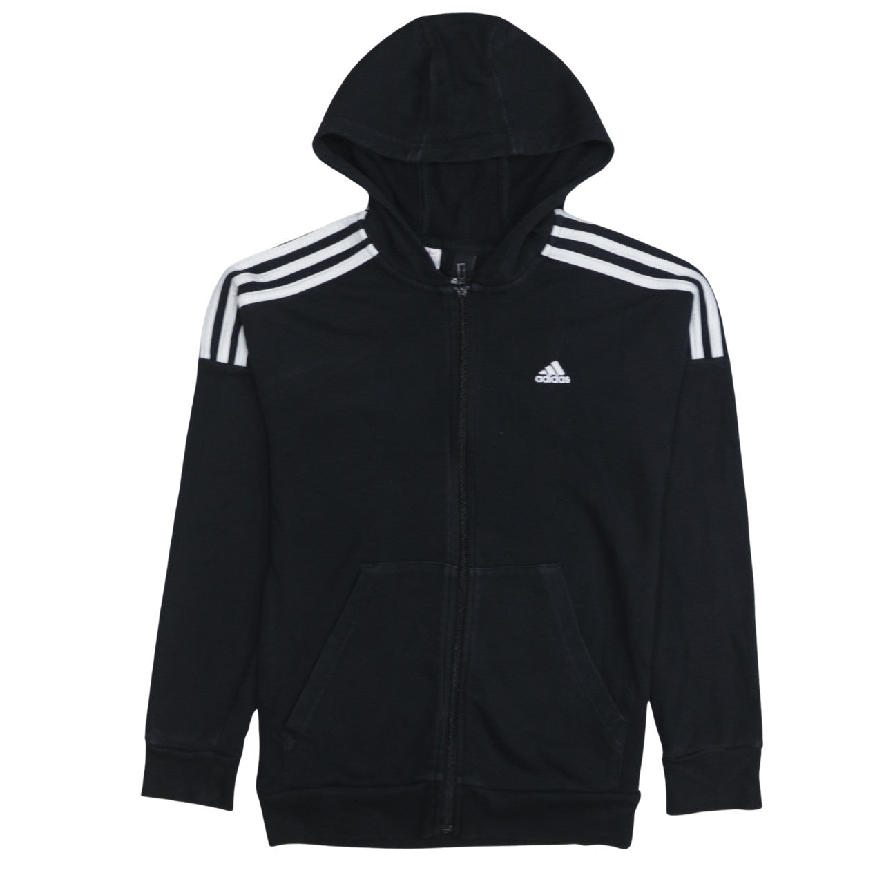 Adidas Boys Black Full Zip Hoodie 13-14 Years Sportswear Lightweight Hoodie