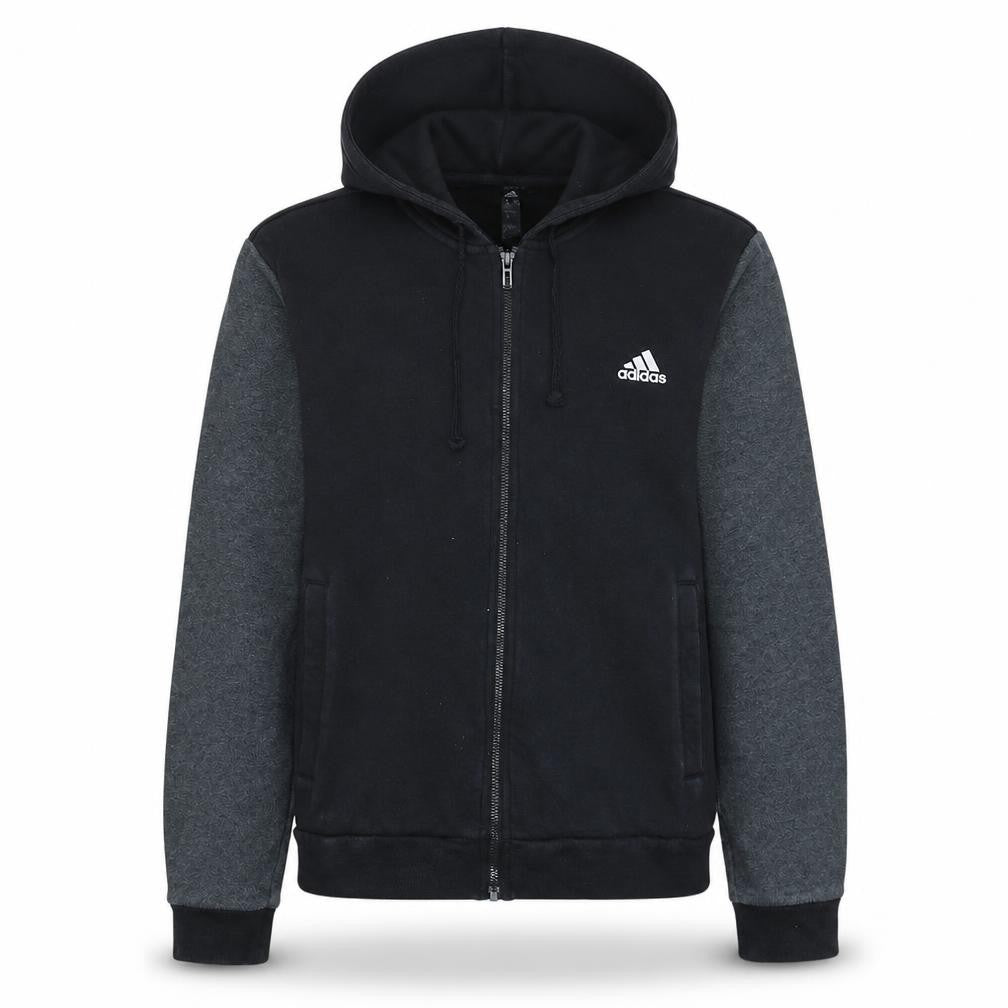 Front view of Adidas Men's Black Full Zip Hoodie Small Regular Fit