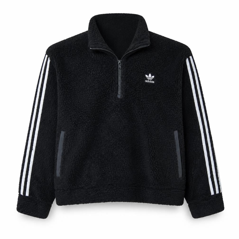 Adidas Womens Black M 1/2 Zip Fleece Sweatshirt Pullover