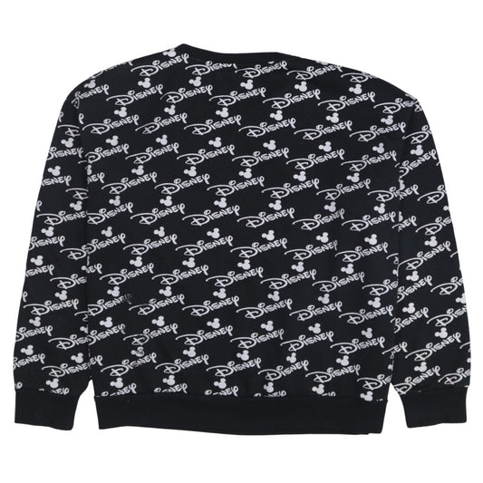 Disney Womens Black XL Crew Neck Pullover Sweatshirt Mickey Logo Print