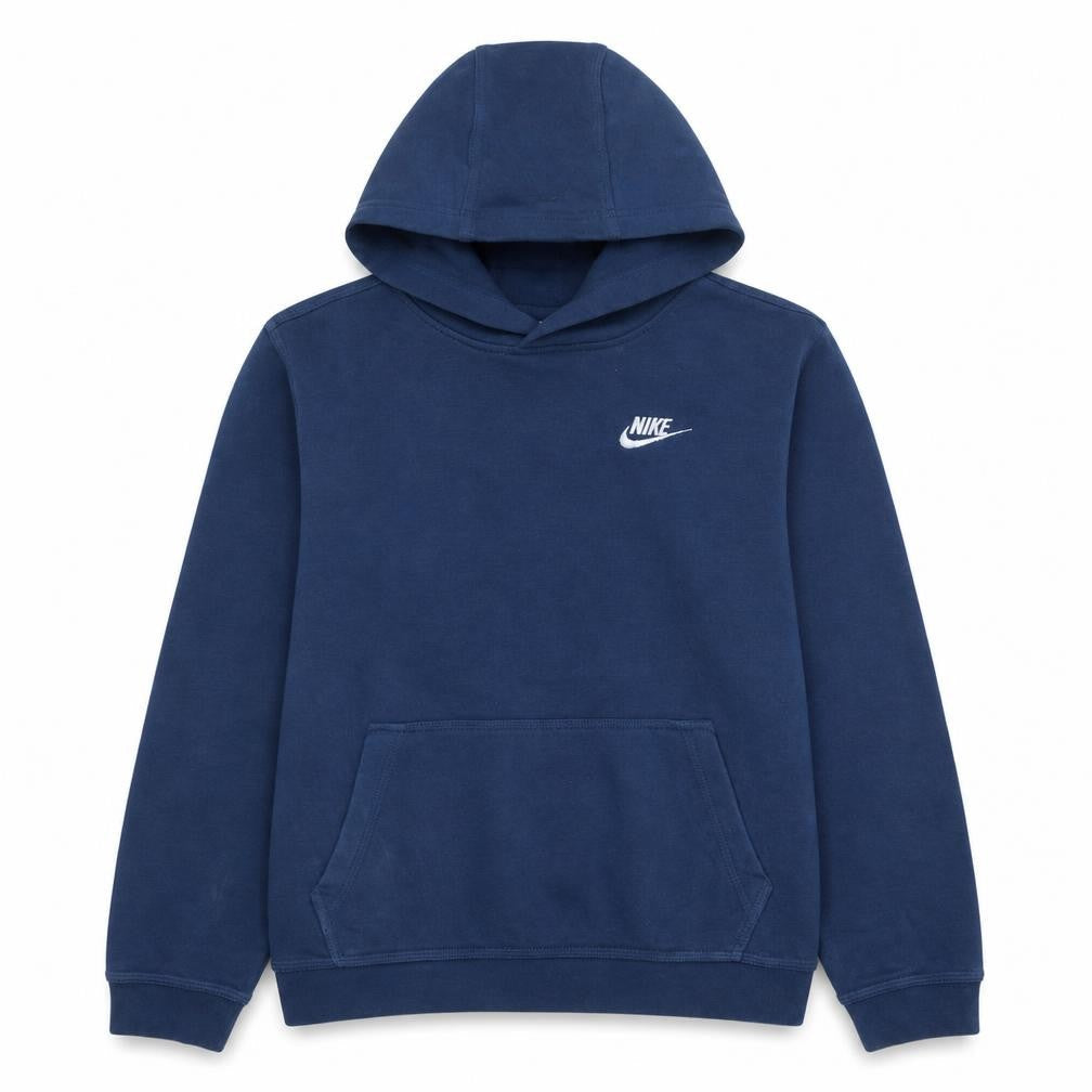 Front view of Nike boys’ blue pullover hoodie xl 158-170cm standard fit logo