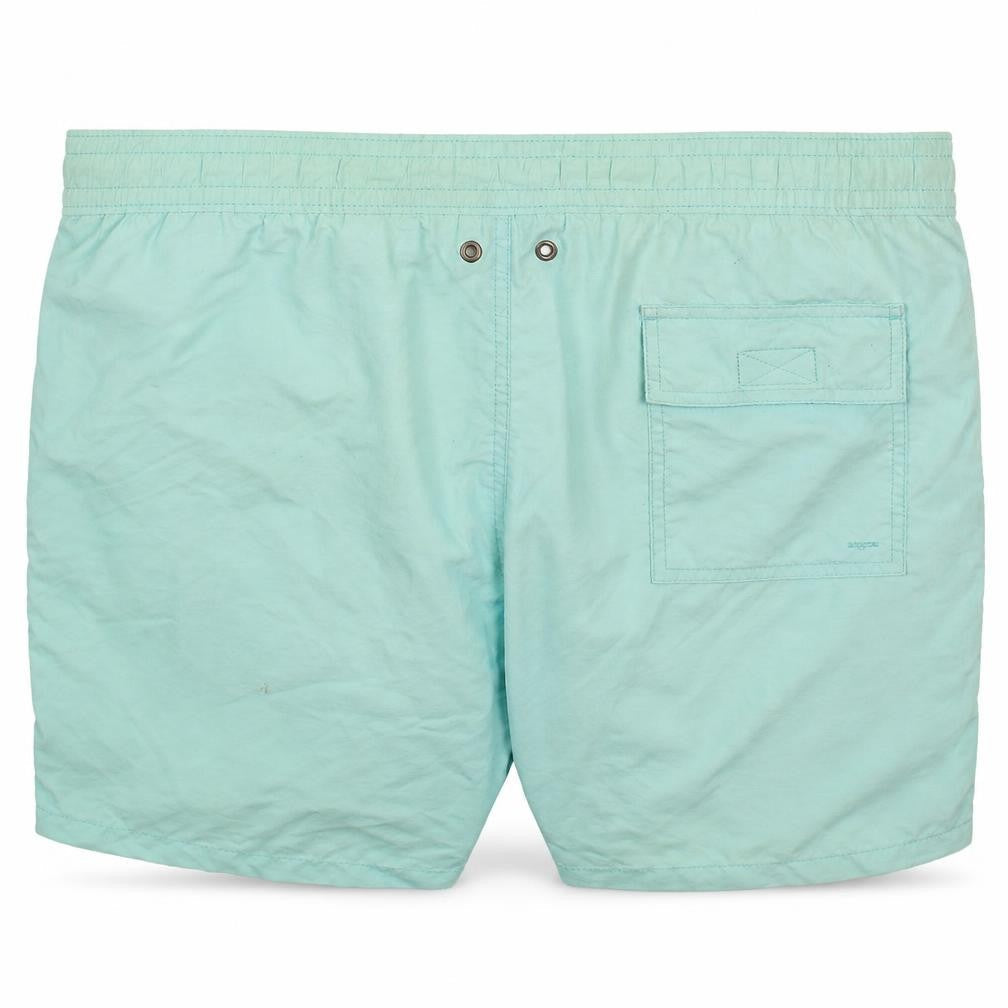 Front view of Ralph Lauren Men’s Blue Swim Shorts, size S, Elastic Waist Quick Dry