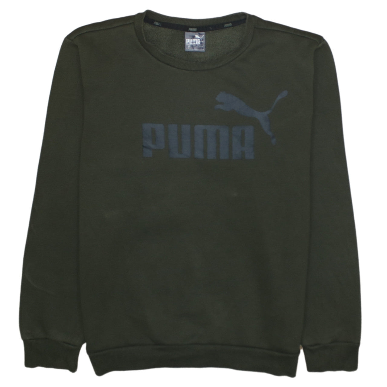 Puma Men's Green Small Crew Neck Pullover Sweatshirt