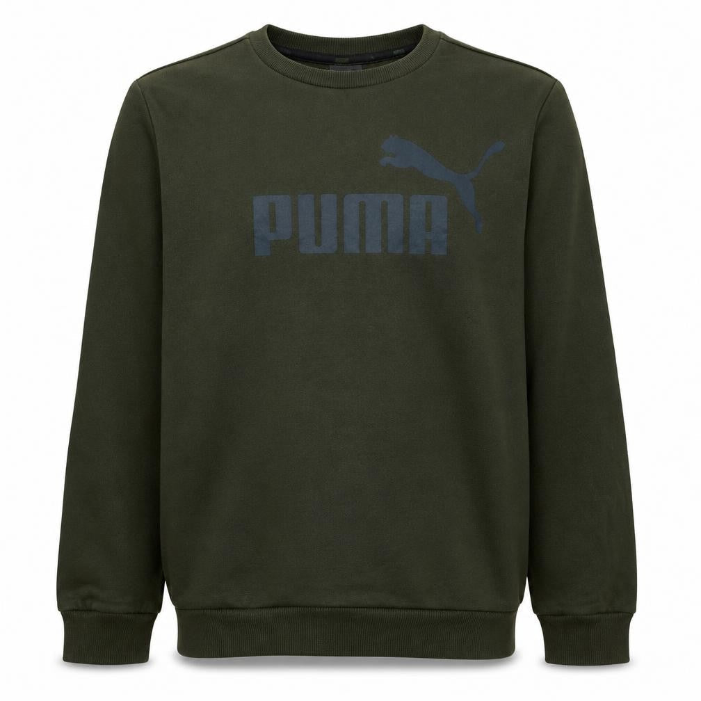 Front view of Puma Men's Green Small Crew Neck Pullover Sweatshirt