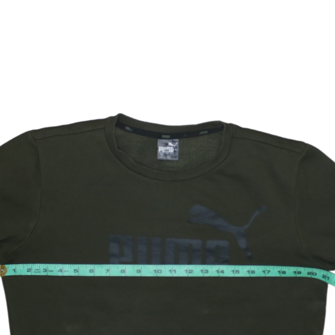 Puma Men's Green Small Crew Neck Pullover Sweatshirt